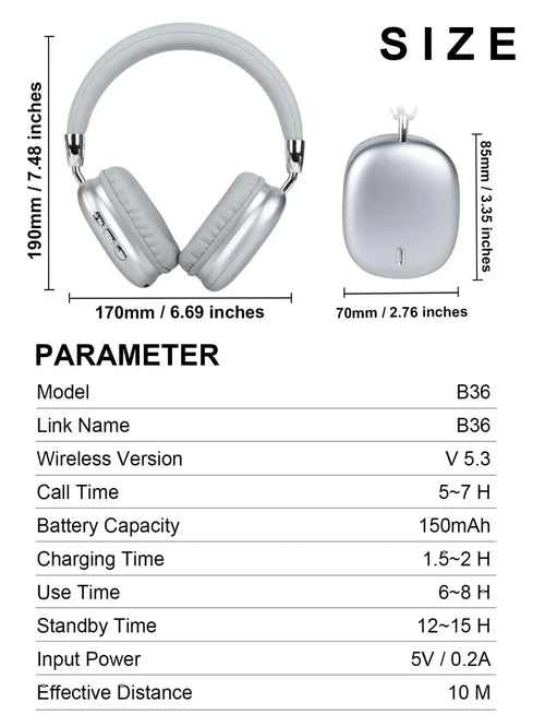 B36 Active Noise Cancelling Headphones